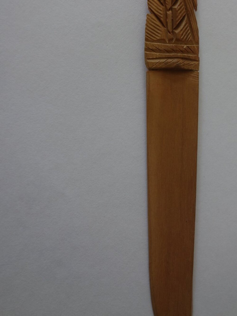 Vintage Carved Peacock Handle Wooden Letter Opener about 7.25" Long New